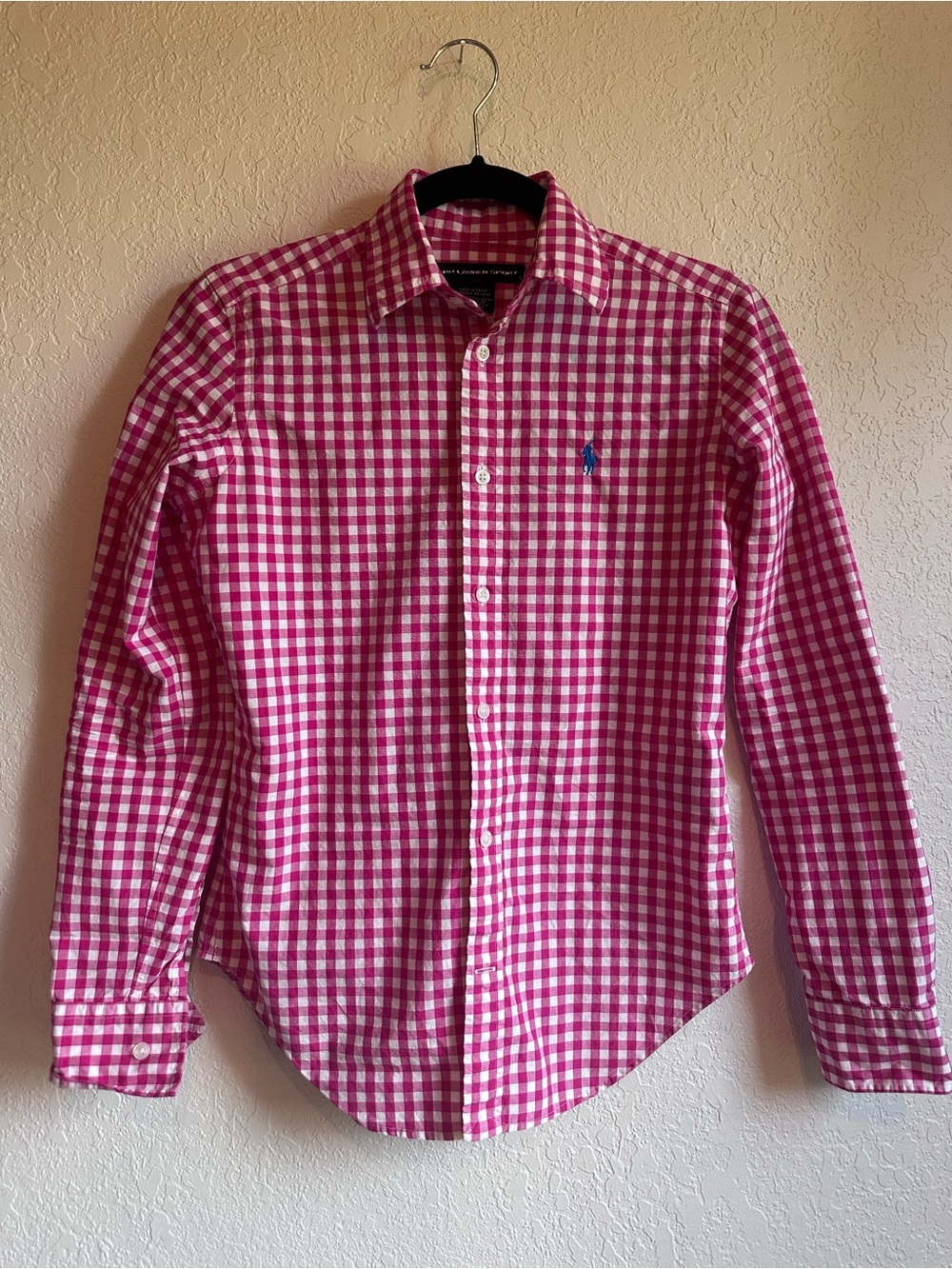 Ralph Lauren sport Pink and White Gingham Button-Down Dress Shirt